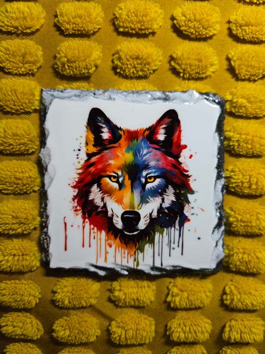 Slate Coaster - Wolf