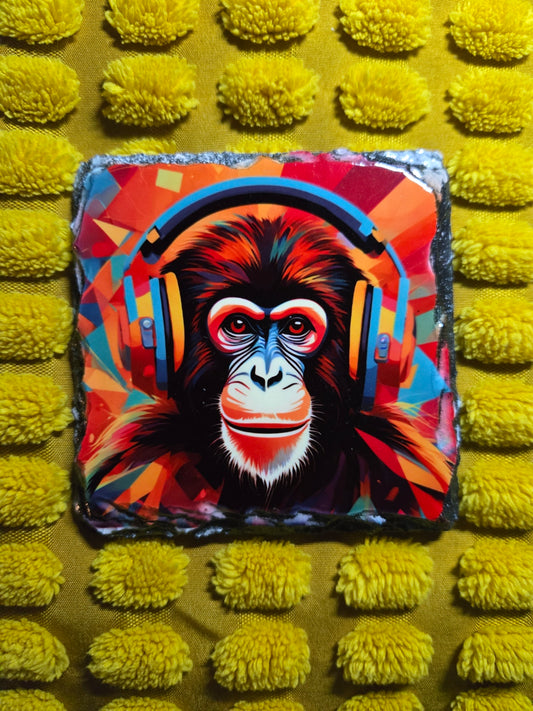 Slate Coaster - Music Monkey