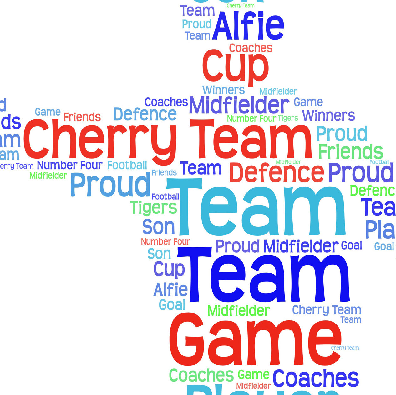 Personalised Footballer Word Art Print Picture
