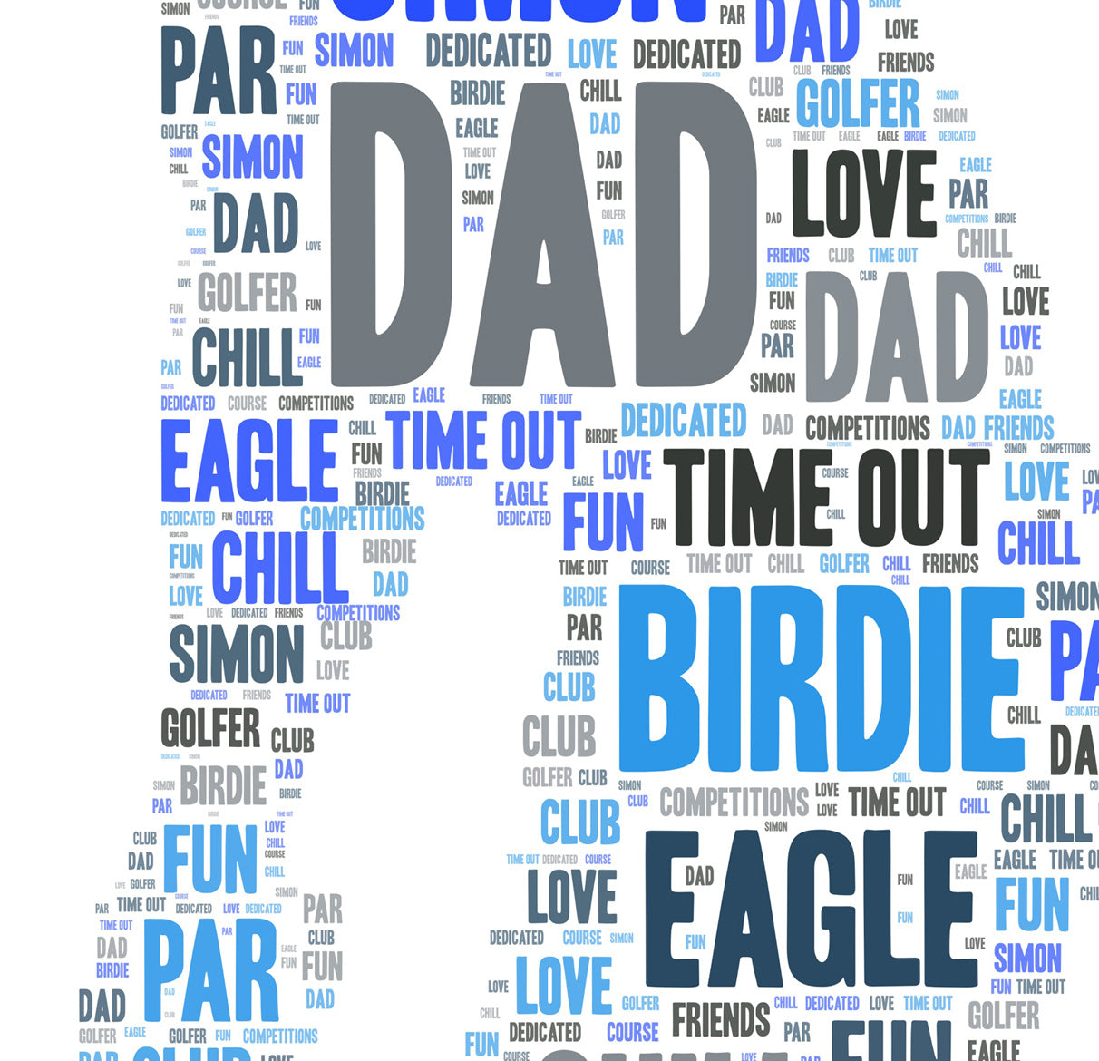 Personalised Golfer Word Art Print Picture