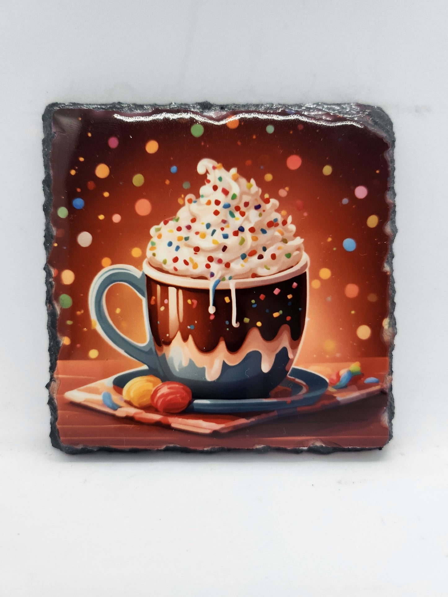Slate Coaster - Hot Chocolate and Sprinkles