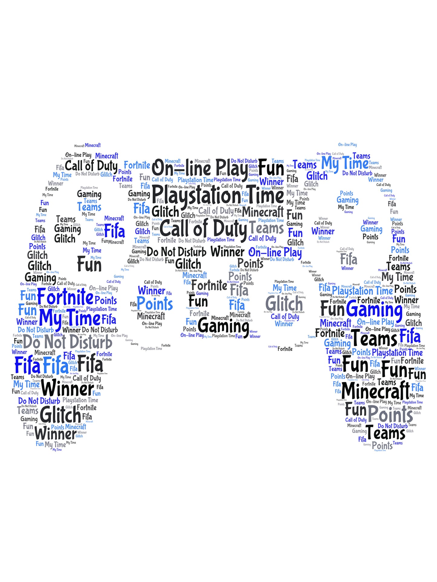 Personalised PlayStation Controller Word Art Print Picture