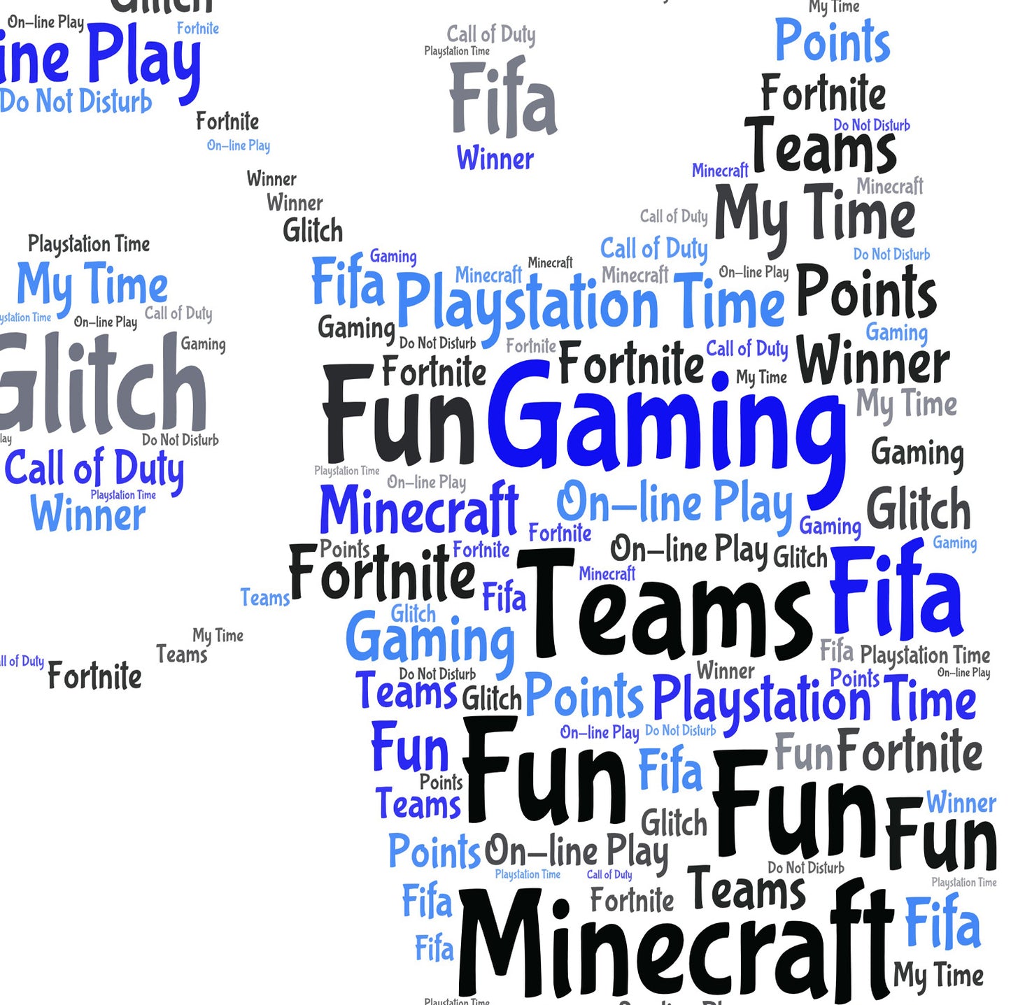 Personalised PlayStation Controller Word Art Print Picture
