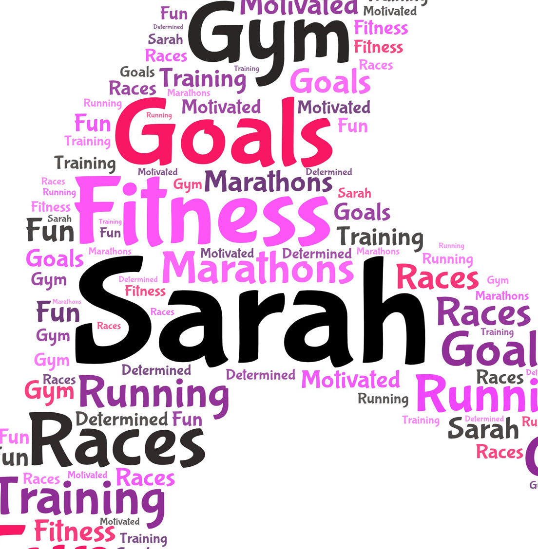 Personalised Female Runner Word Art Print Picture