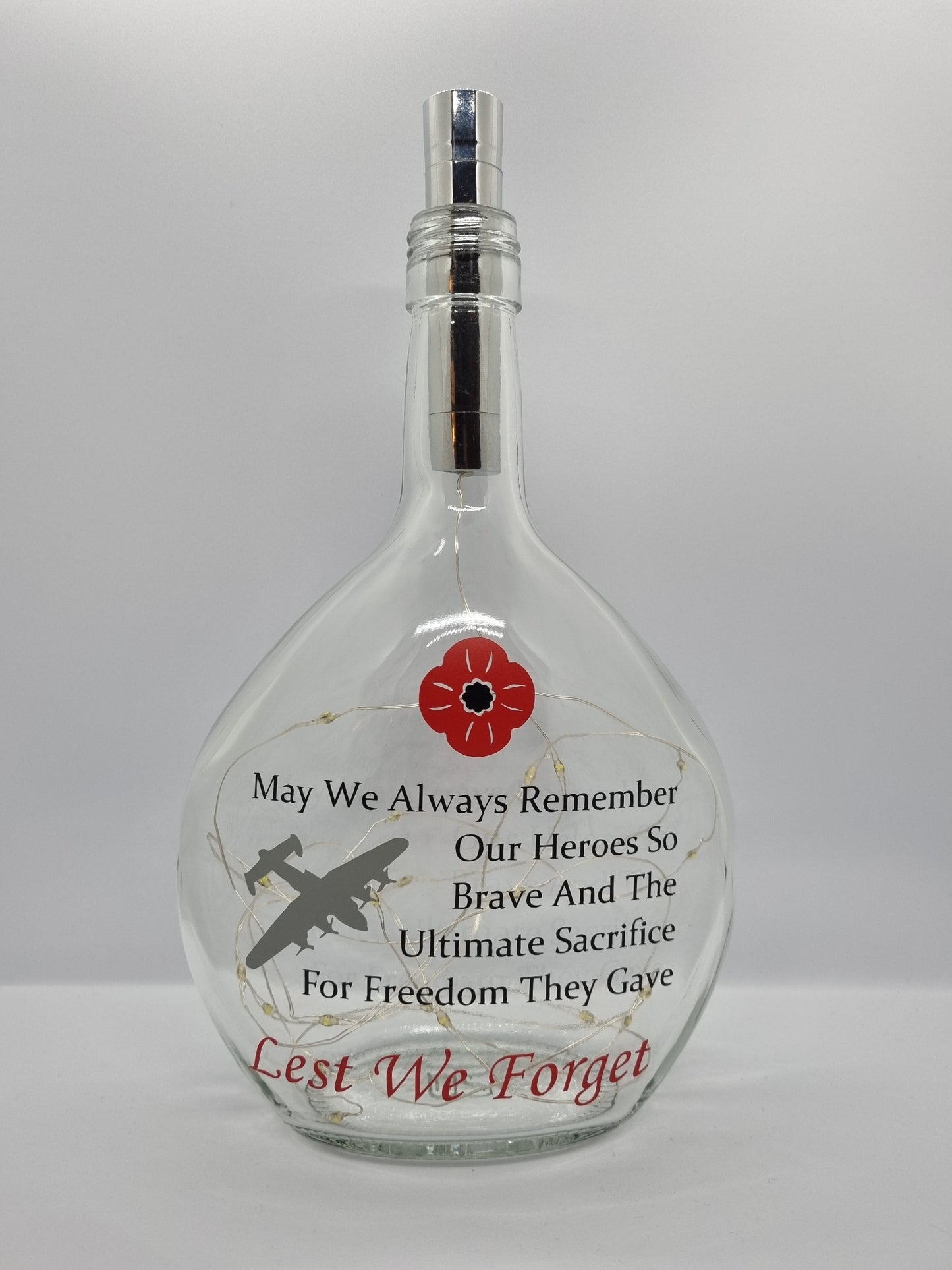 May We Always Remember Glass Light Up Bottle / Night Lamp