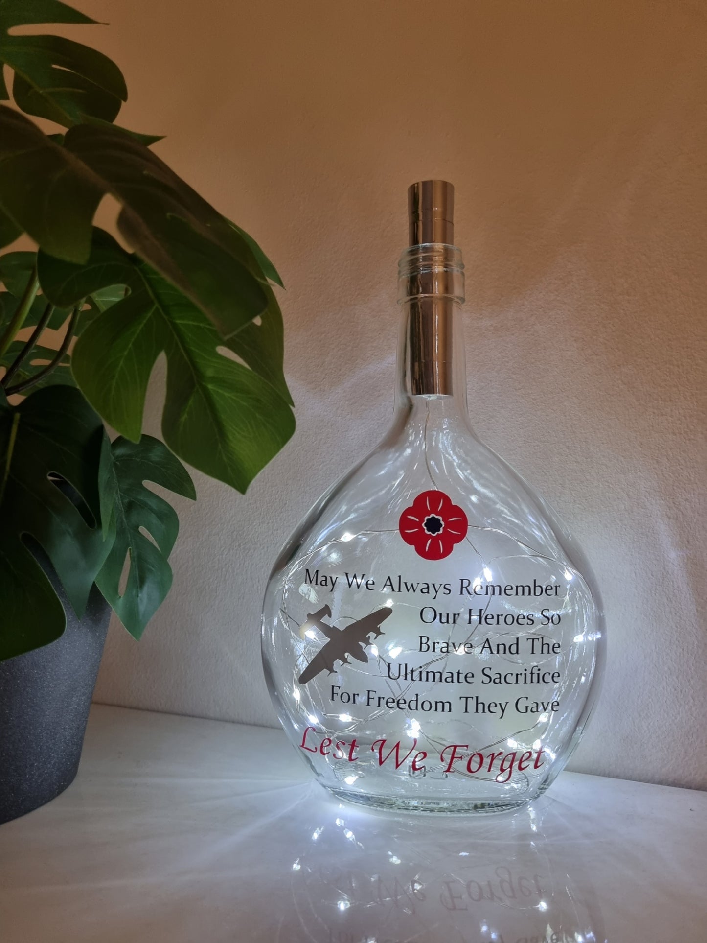May We Always Remember Glass Light Up Bottle / Night Lamp