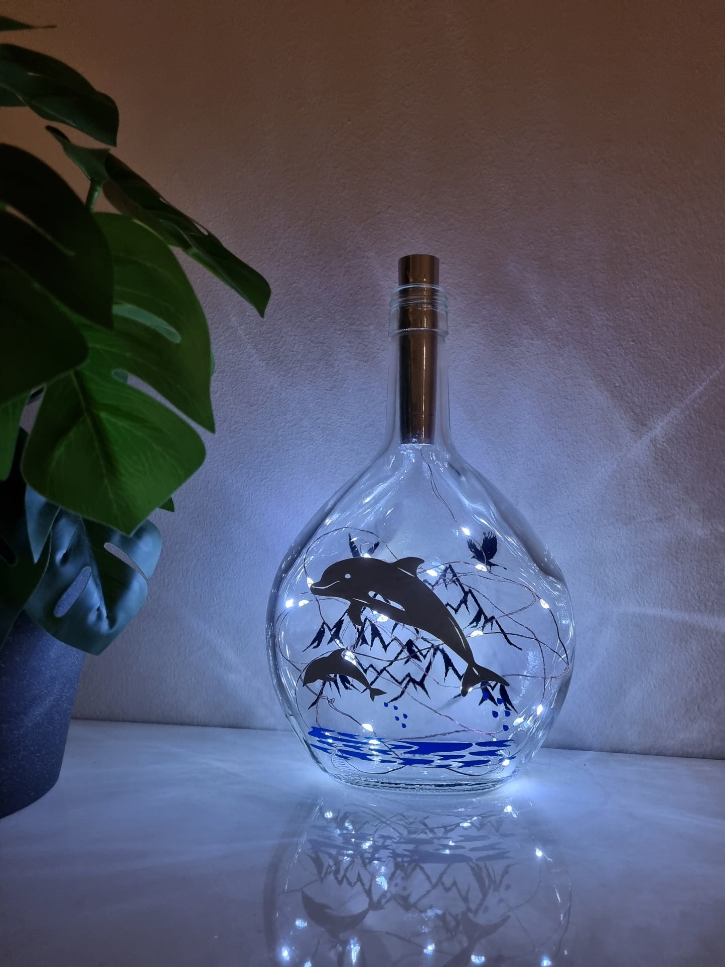 Dolphin Glass Light Up Bottle / Night Lamp