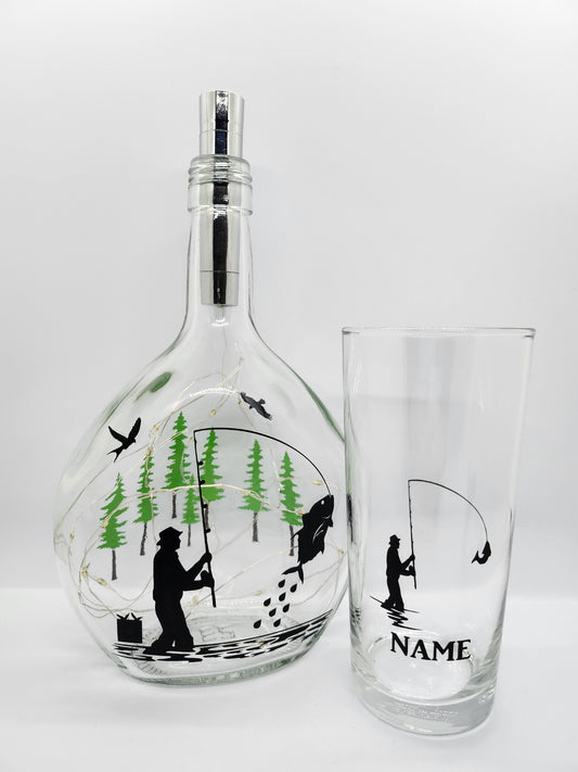 Gone Fishing Bottled Light and Glass Gift Set