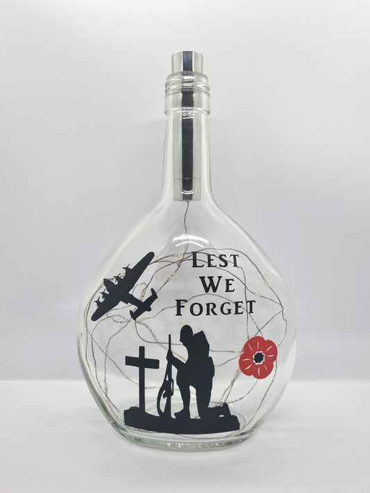 Lest We Forget Glass Light Up Bottle / Night Lamp