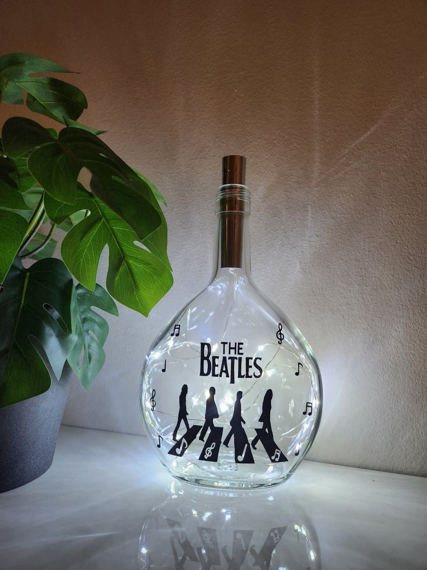 Music - The Beatles Themed Glass Light Up Bottle / Night Lamp