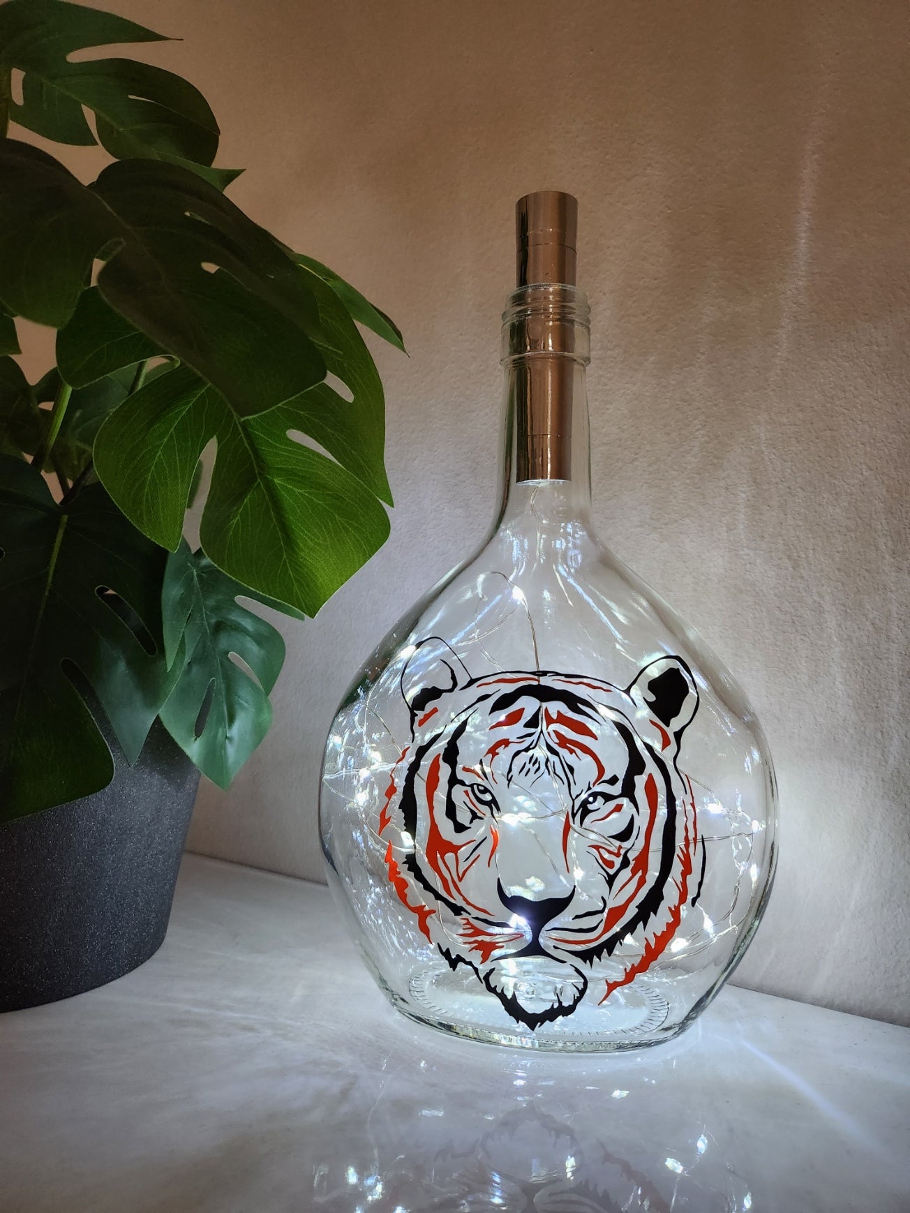 Tiger Glass Light Up Bottle / Night Lamp