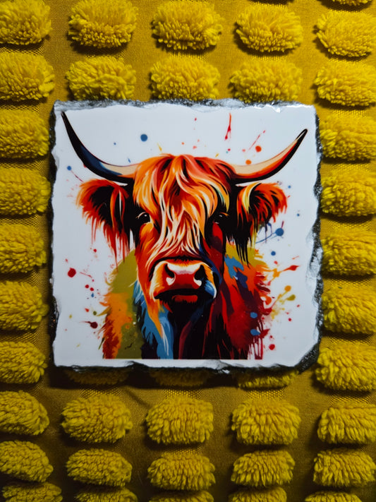 Slate Coaster - Highland Cow