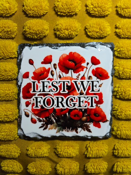 Slate Coaster - Lest We Forget