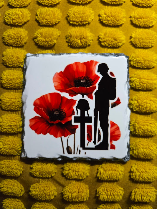 Slate Coaster - Remembrance Tommy Soldier