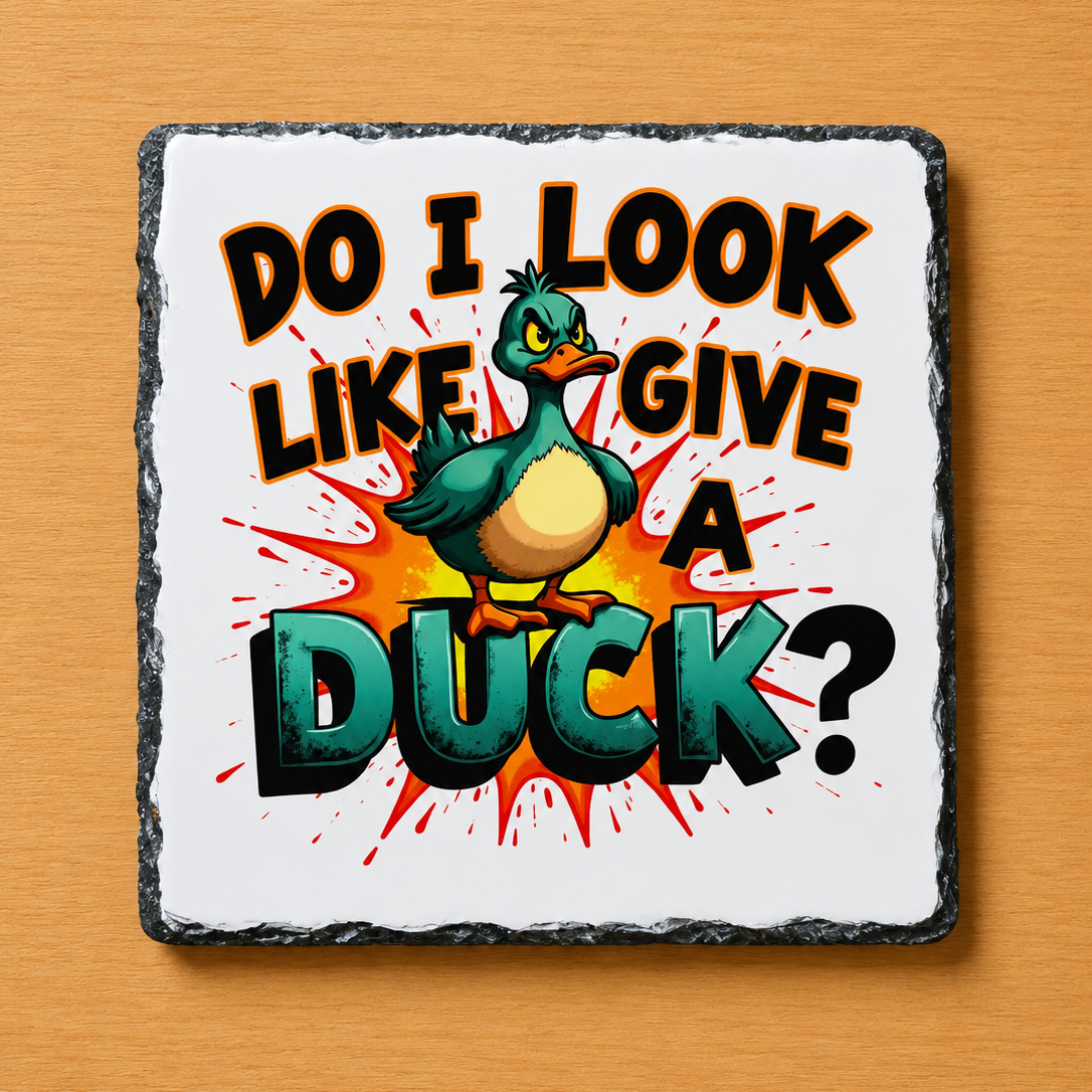 Slate Coaster - Do I Look Like I Give A Duck