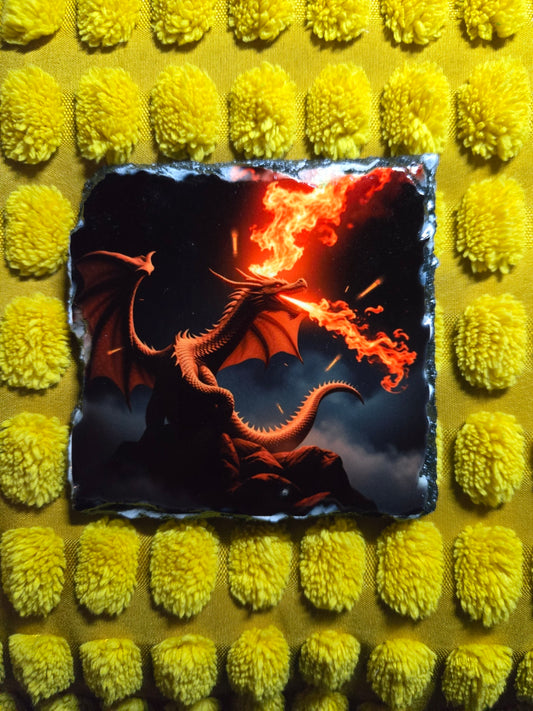 Slate Coaster - Fire Breathing Dragon