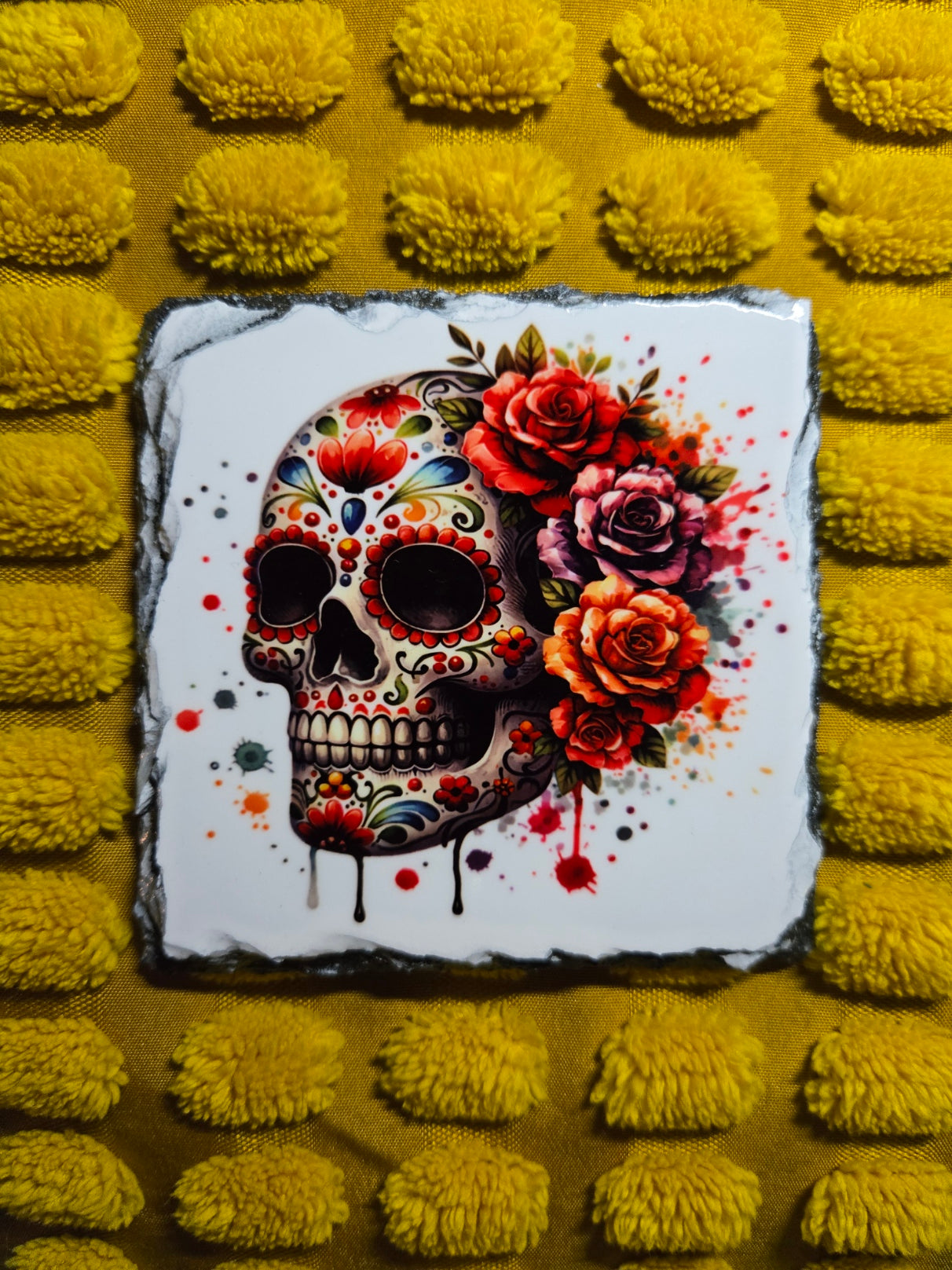 Slate Coaster - Sugar Skull - Day of the Dead