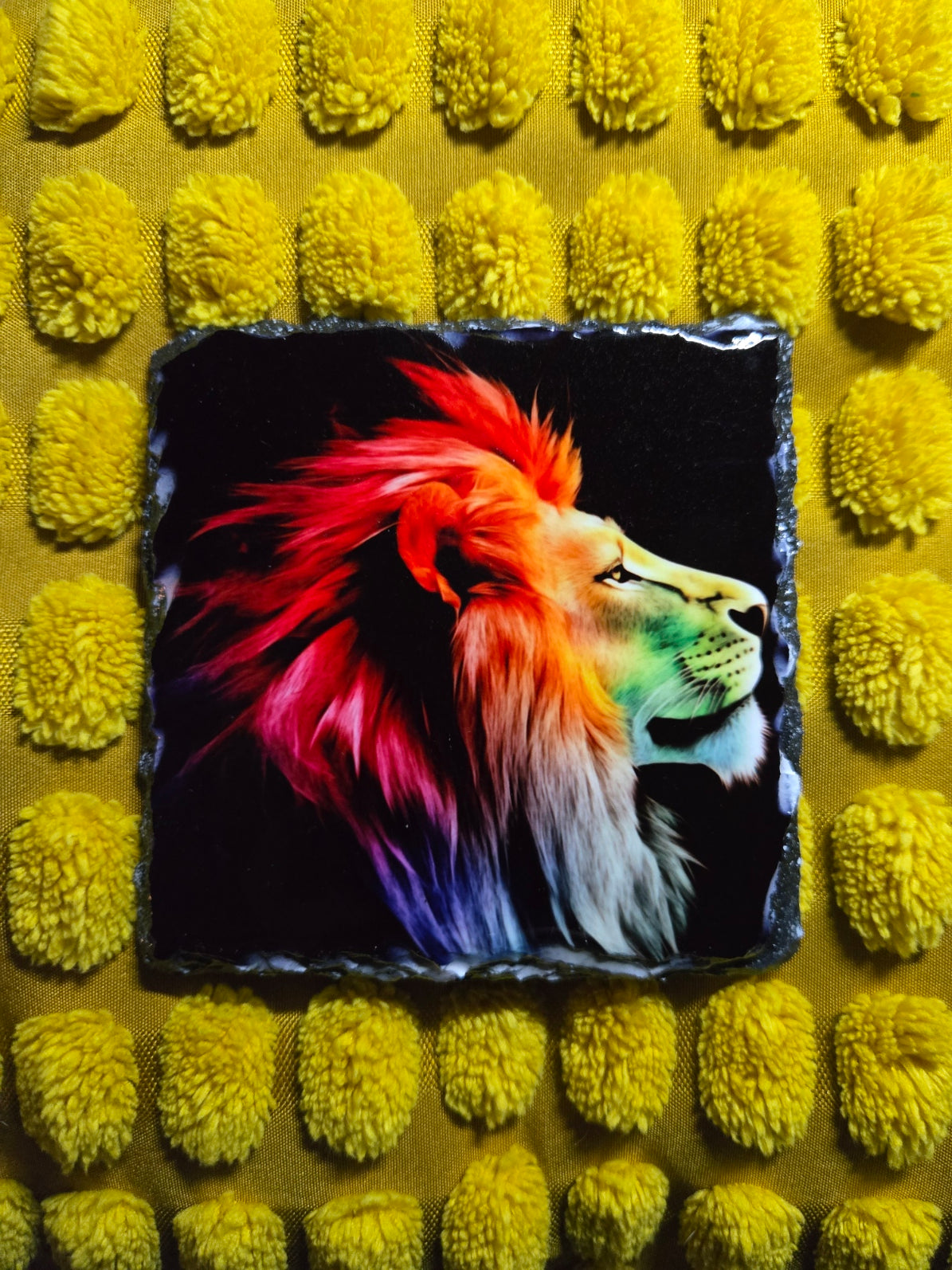 Slate Coaster - Rainbow Lion