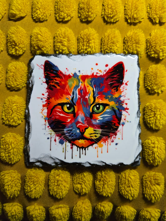 Slate Coaster - Cat