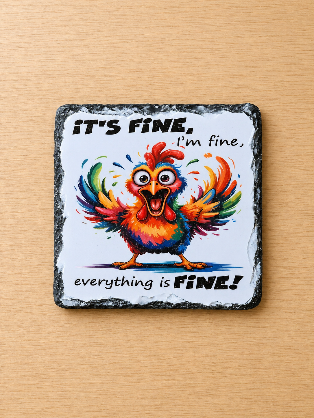 Slate Coaster - 'It's Fine, I'm Fine, Everything is Fine!'