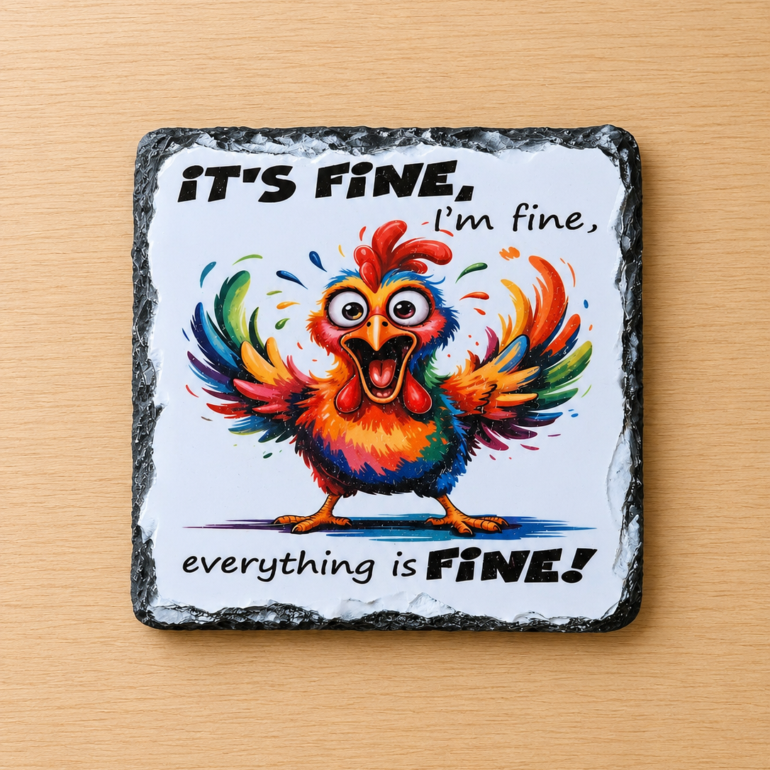 Slate Coaster - 'It's Fine, I'm Fine, Everything is Fine!'