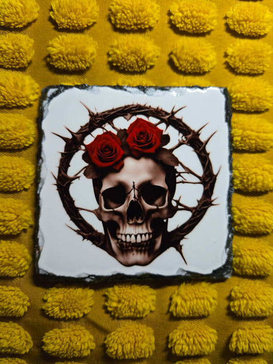 Slate Coaster - Single Skull