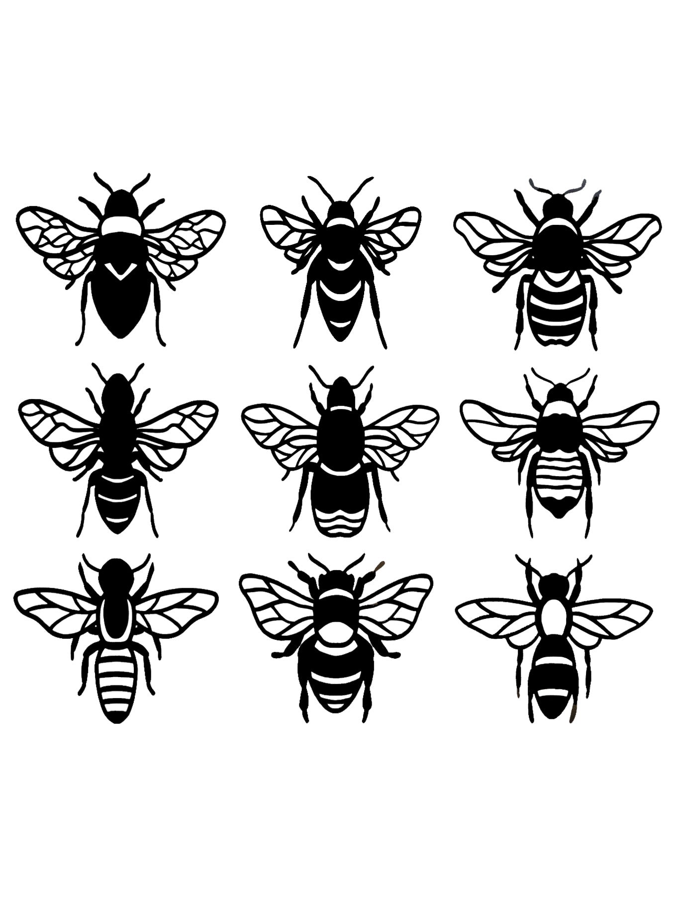 Bumble Bees - Set of 9 - Vinyl Sticker Decals