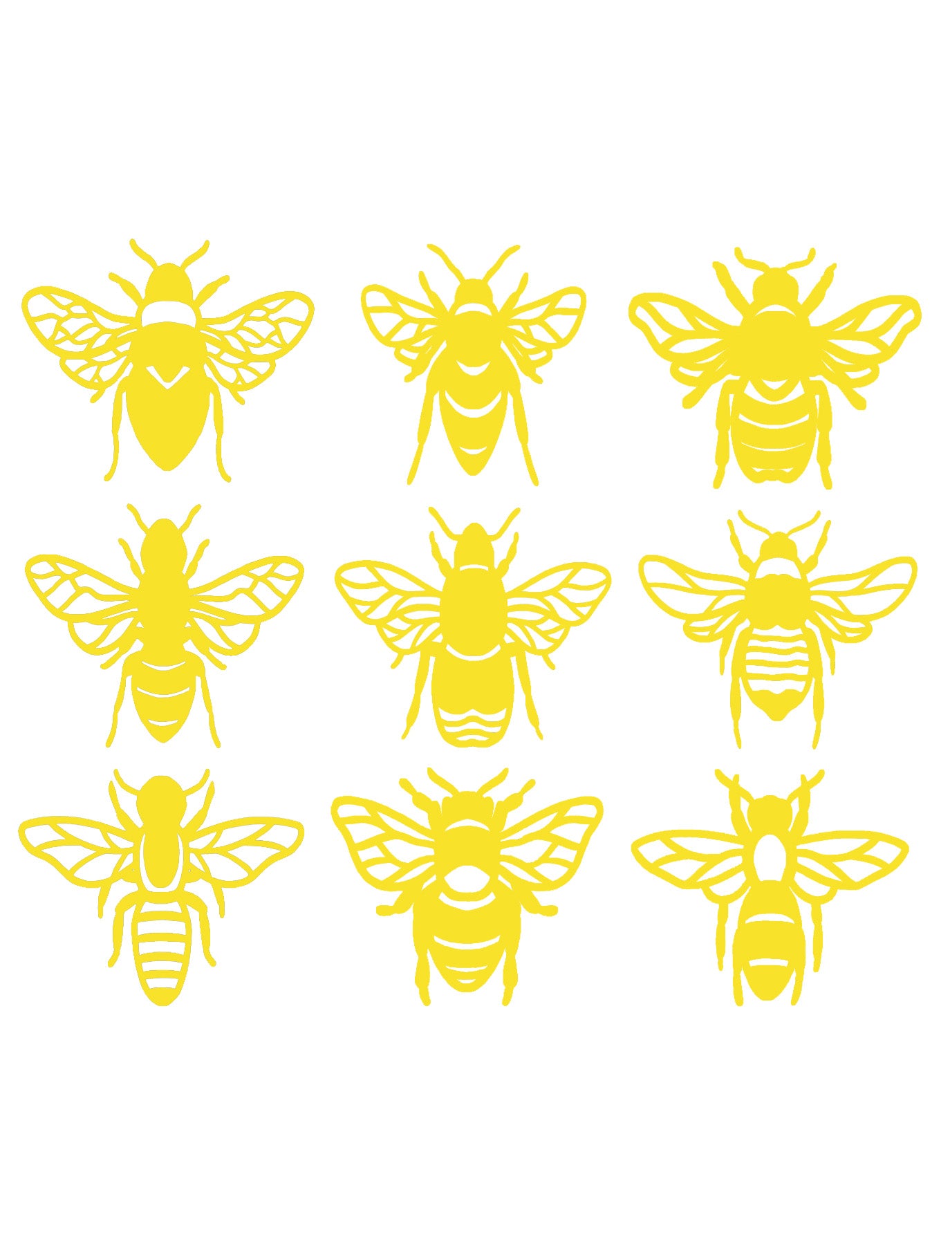 Bumble Bees - Set of 9 - Vinyl Sticker Decals