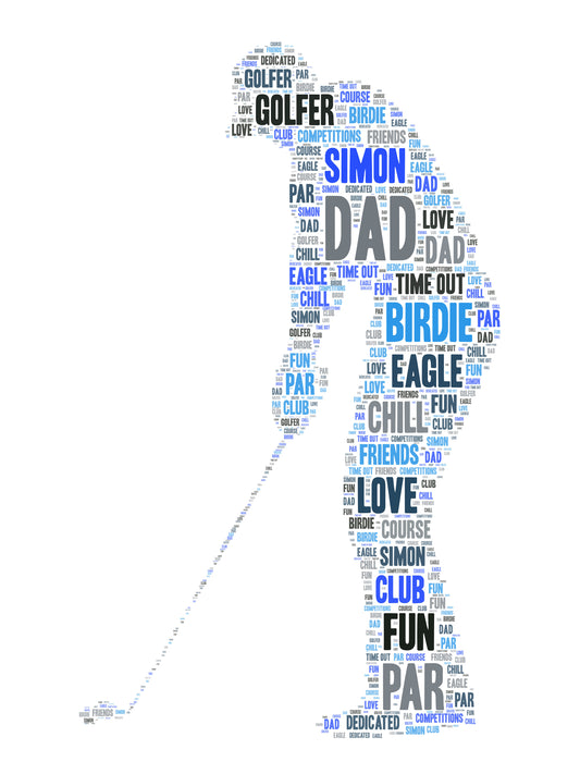Personalised Golfer Word Art Print Picture