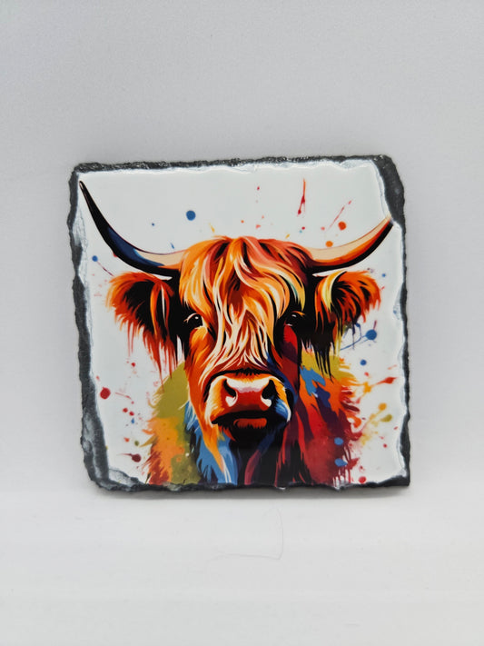 Slate Coaster - Highland Cow