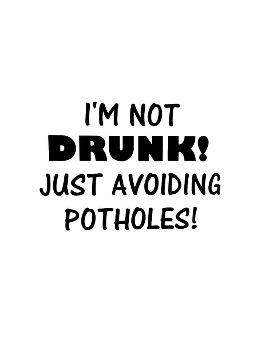 'I'm Not Drunk, Just Avoiding Potholes' Funny Car Vinyl Sticker Decal
