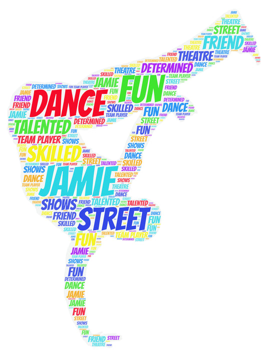 Personalised Street Dancer Word Art Print Picture