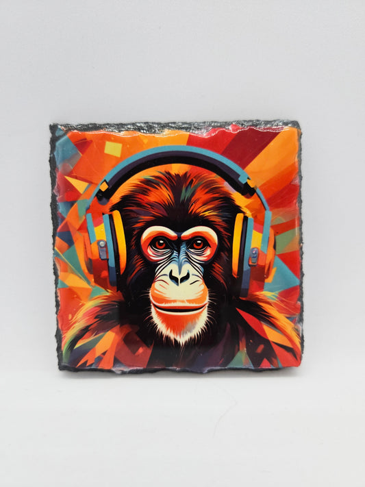 Slate Coaster - Music Monkey