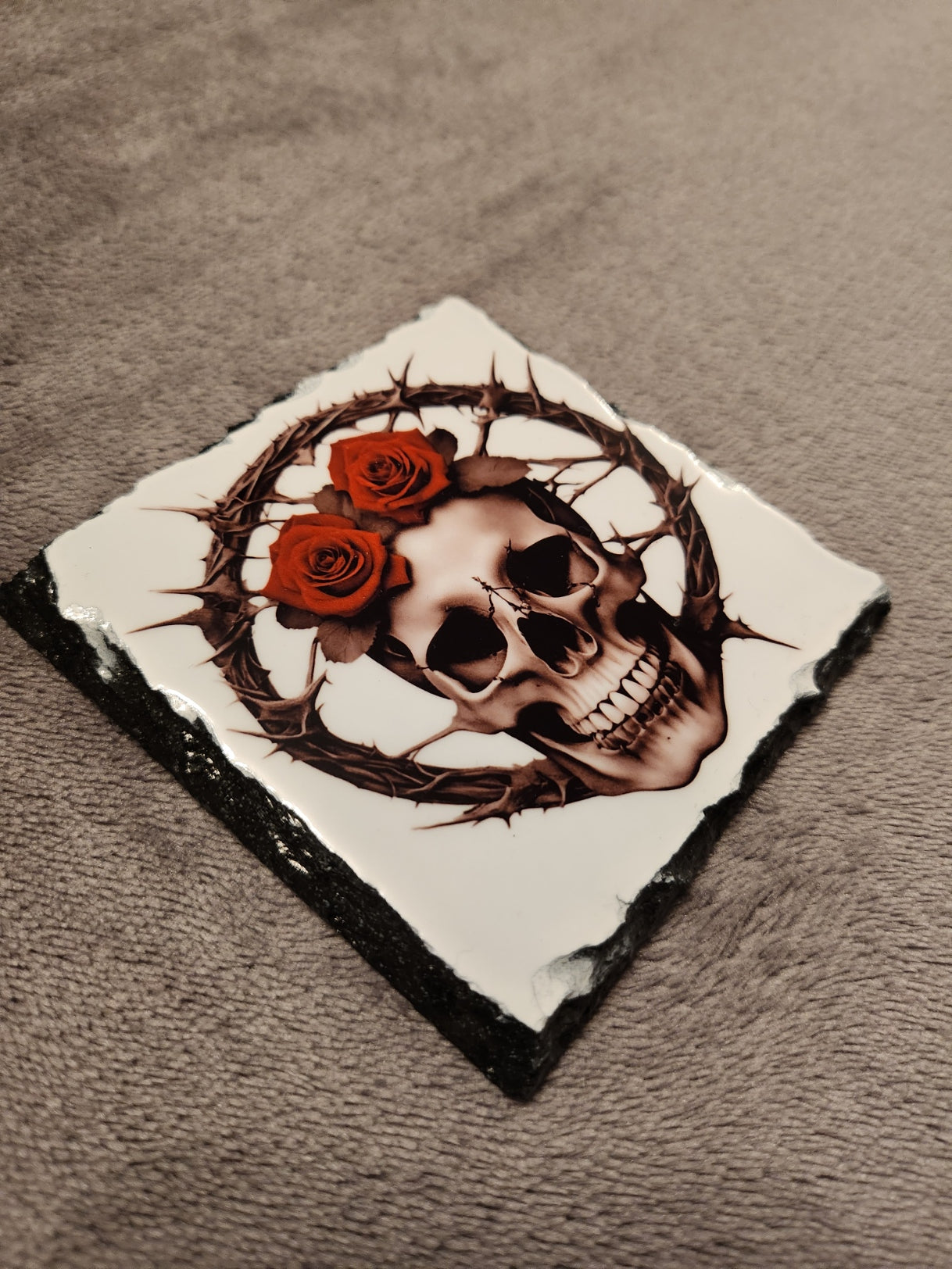 Slate Coaster - Single Skull