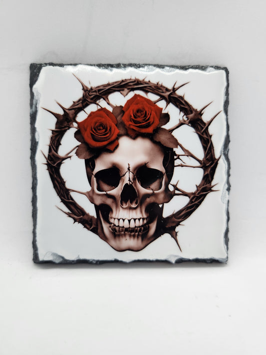 Slate Coaster - Single Skull