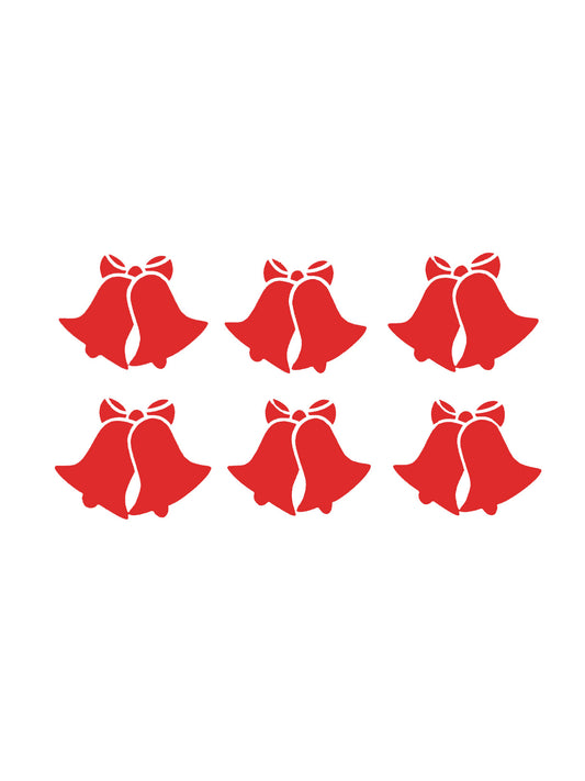 6x Bells Christmas Vinyl Sticker Decals - Ideal for Wine Glasses / Champagne Glasses / Tableware