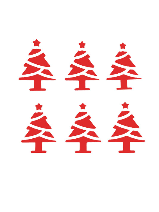 6x Christmas Tree Vinyl Sticker Decals - Ideal for Wine Glasses / Champagne Glasses / Tableware