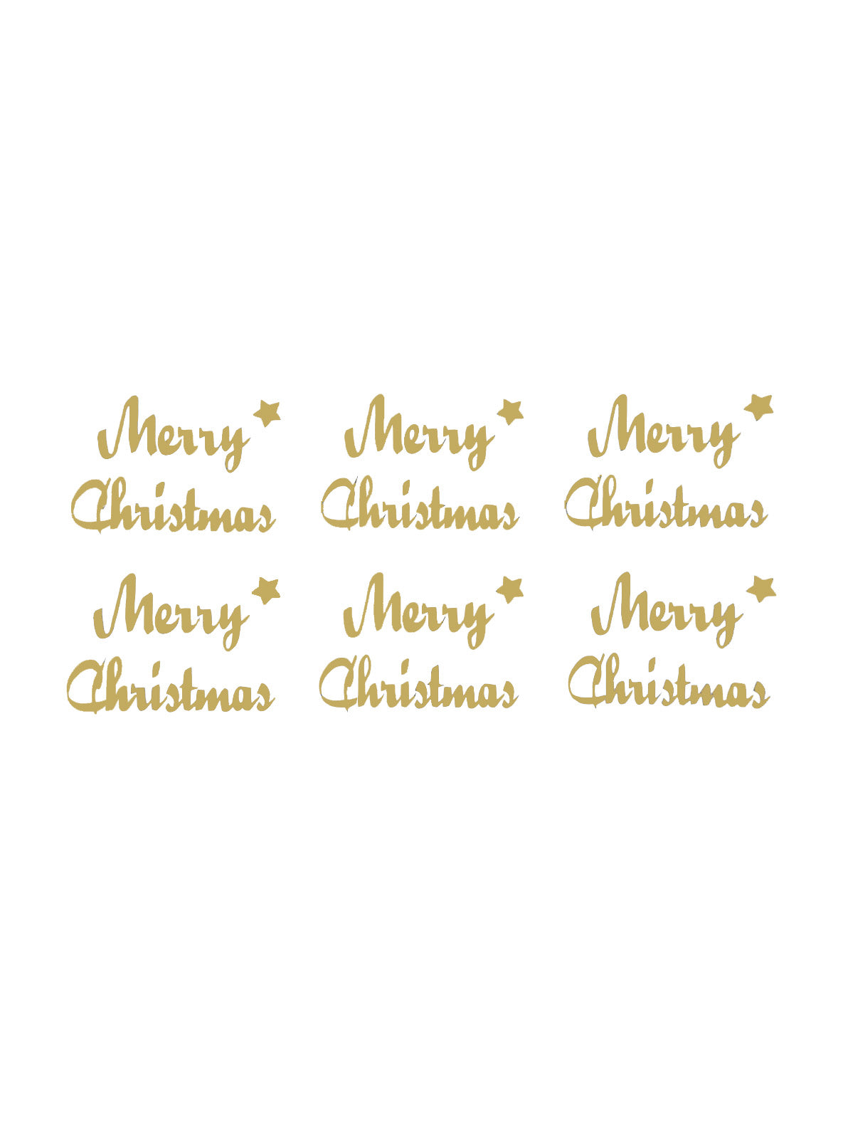 6x Merry Christmas Vinyl Sticker Decals - Ideal for Wine Glasses / Champagne Glasses / Tableware