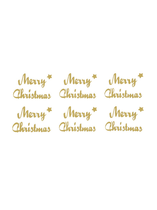 6x Merry Christmas Vinyl Sticker Decals - Ideal for Wine Glasses / Champagne Glasses / Tableware