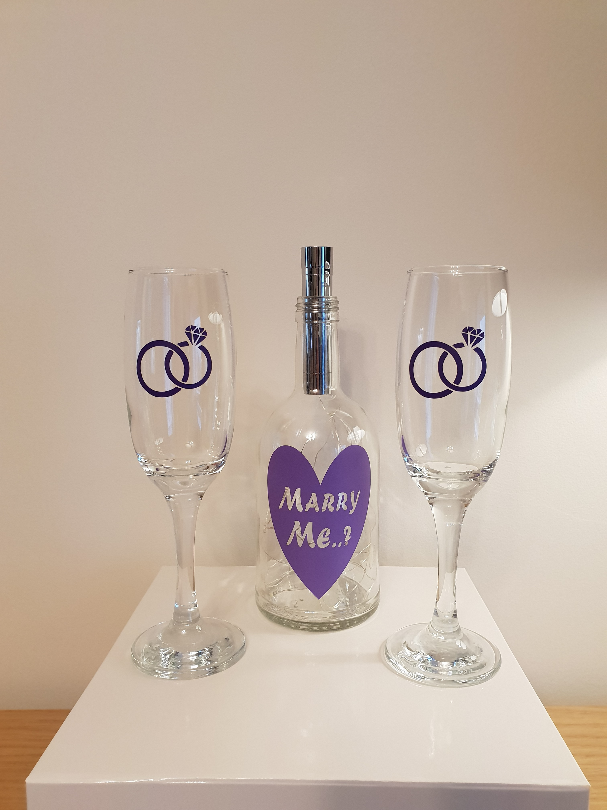 Marry Me ? Bottle Light and Champagne Glass Gift Set - Decalsandgifts