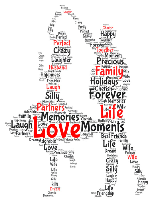 Personalised Couple Dancing Word Art Print Picture