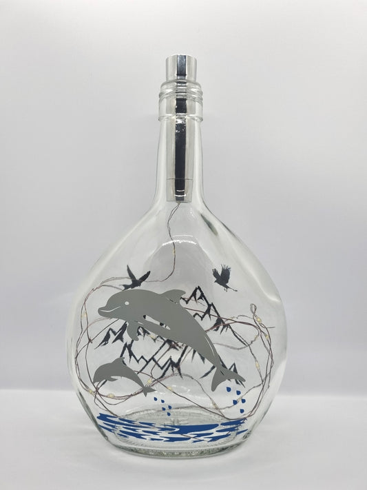 Dolphin Glass Light Up Bottle / Night Lamp