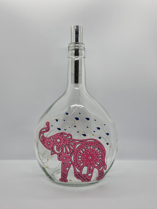 Elephant Glass Light Up Bottle / Night Lamp