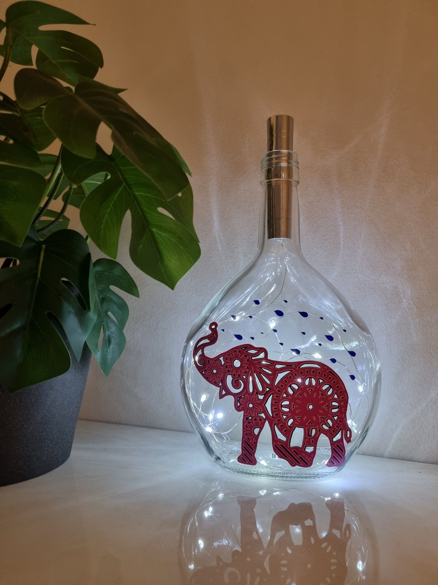 Elephant Glass Light Up Bottle / Night Lamp