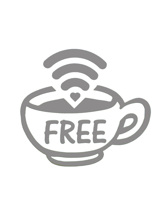 Free Wifi Coffee Mug Business Window / Wall Vinyl Sticker Decal