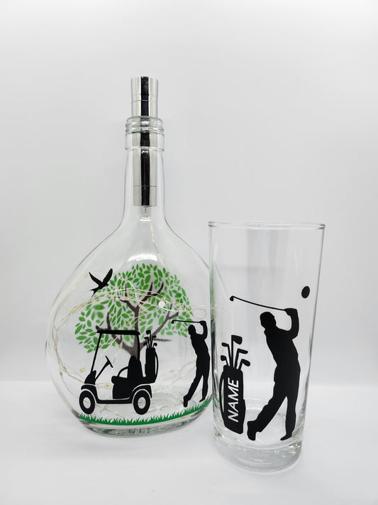 Golf Bottled Light and Glass Gift Set