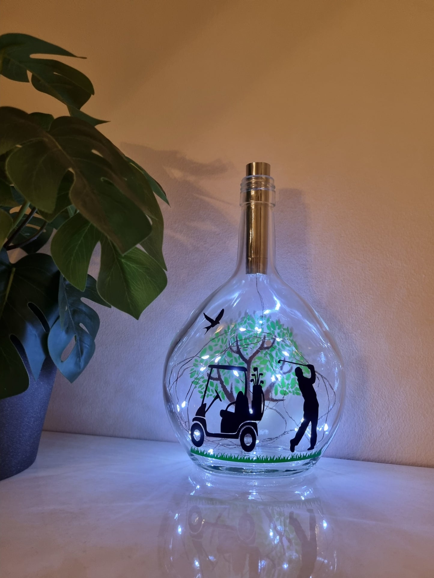 Golf Themed Glass Light Up Bottle / Night Lamp