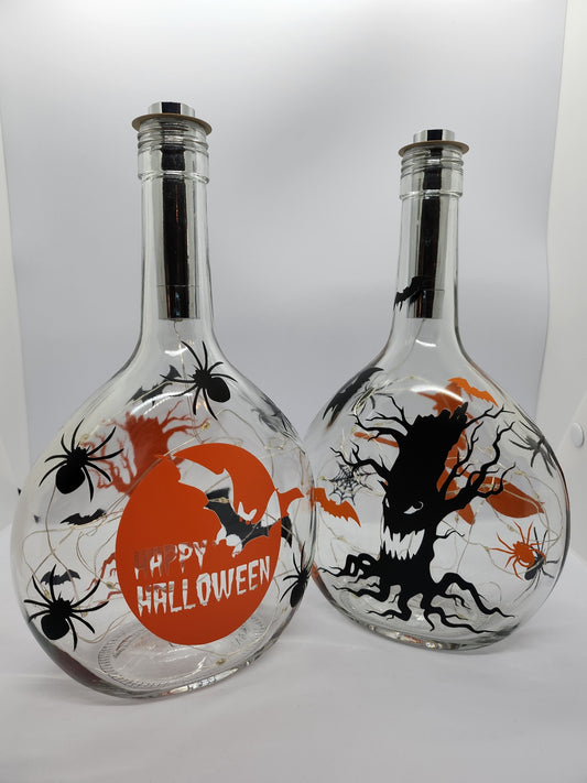 Pair of Halloween Glass Night Light Bottle / Lamps