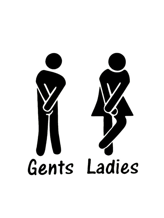 Ladies / Gents (with Wording) Toilet Bathroom Door Window Vinyl Sticker Decals