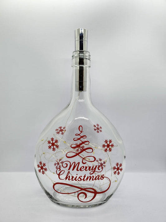 Merry Christmas Glass Light Up Bottle / Night Lamp